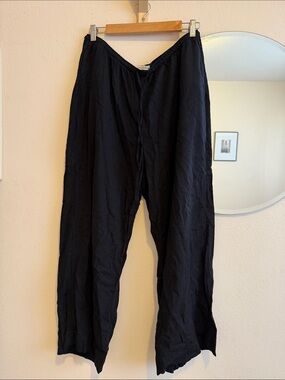 Abercrombie Black Linen Blend Drawstring Pants